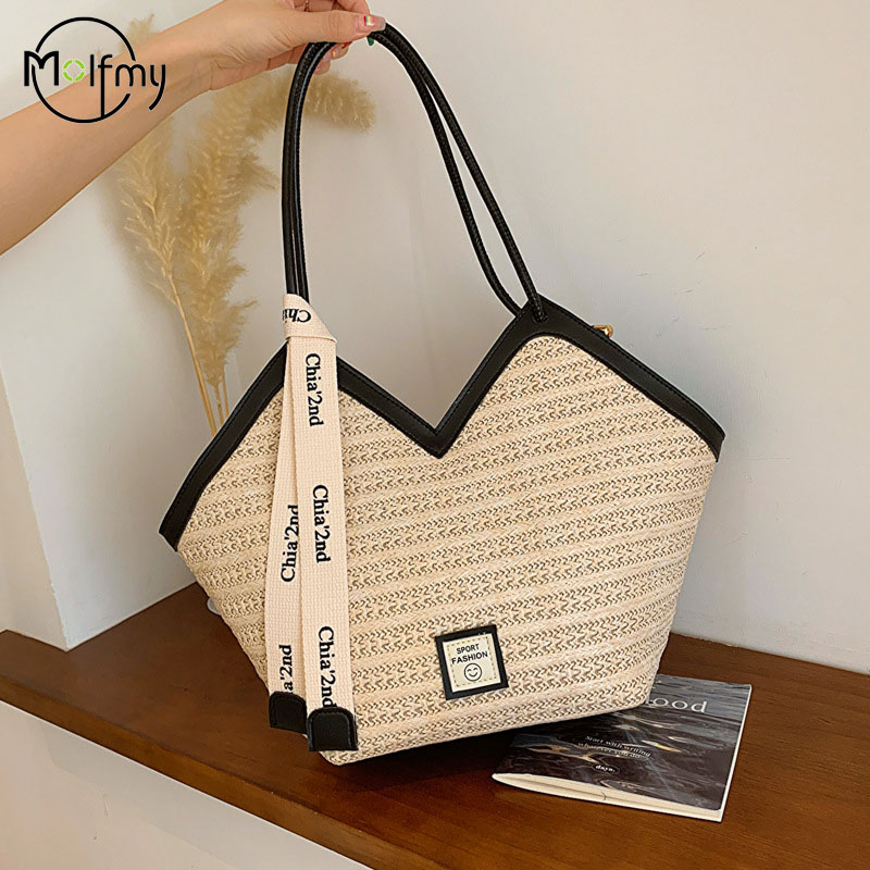 Beach Bag Straw - Dames sac de plage Vintage à
