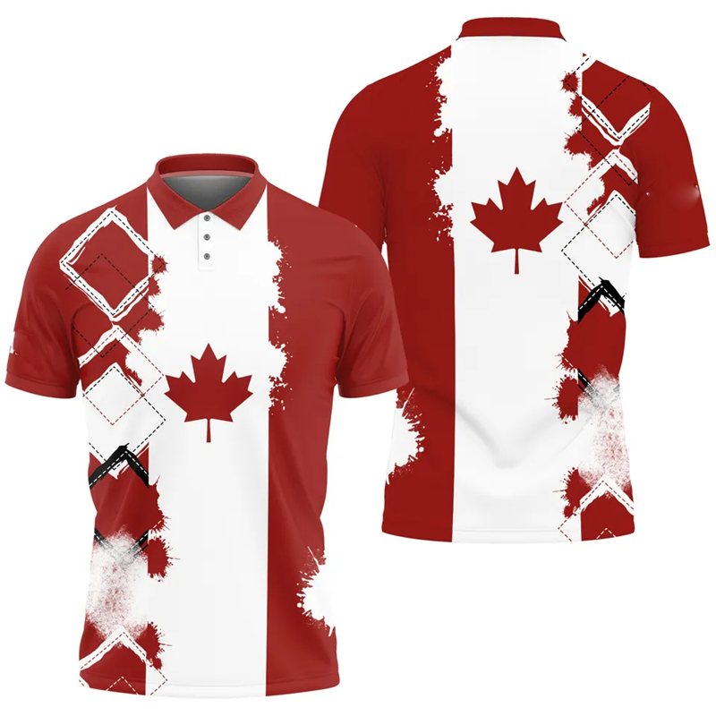 Summer Clothing Canada - Polo drapeau feuille d'érable pour hommes,