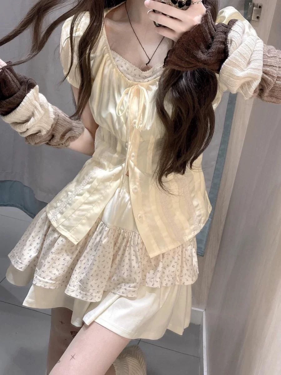 Summer Clothing Girls - Ensemble deux pièces floral doux pour