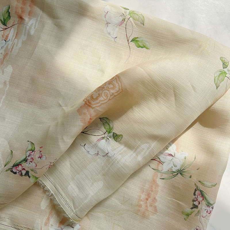 Tissu en Ramie Pure Imprimé Nu - Summer Clothing Wholesale avis et prix