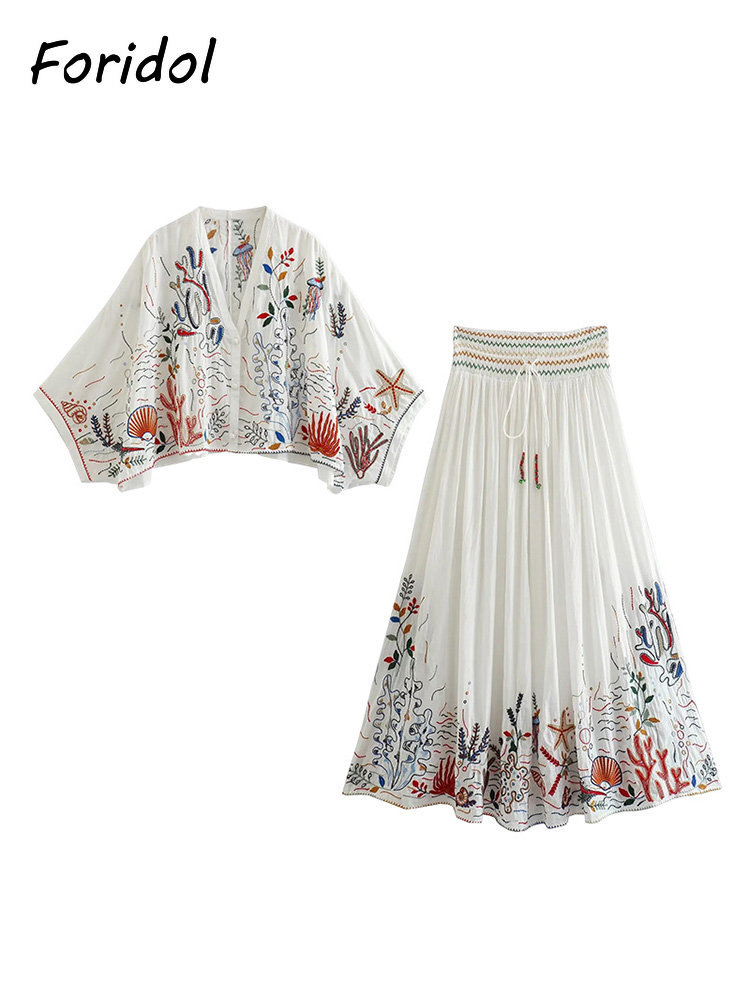 Foridol-Jupe Maxi Brodée à Man - Summer Clothing For Older Women avis et prix
