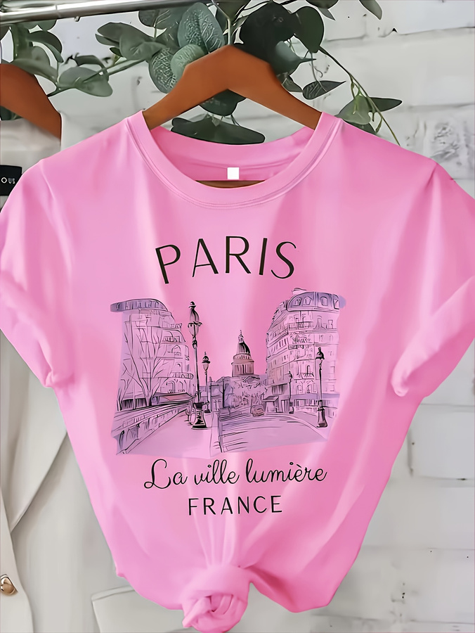 T-shirt à col rond imprimé Par - Summer Loving Clothing avis et prix
