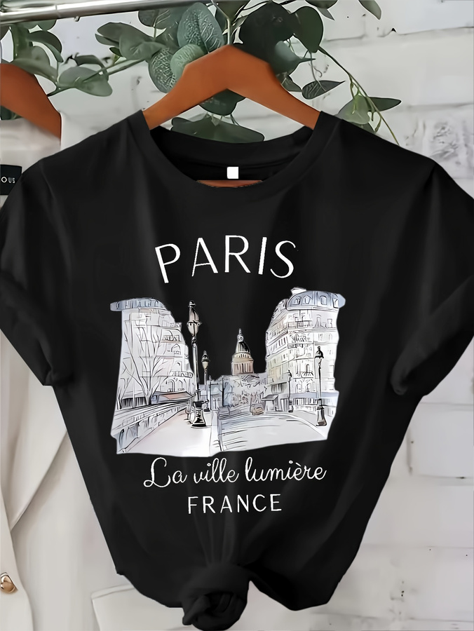 T-shirt à col rond imprimé Par - Summer Loving Clothing avis et prix
