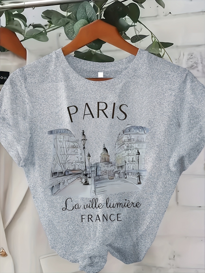 T-shirt à col rond imprimé Par - Summer Loving Clothing avis et prix